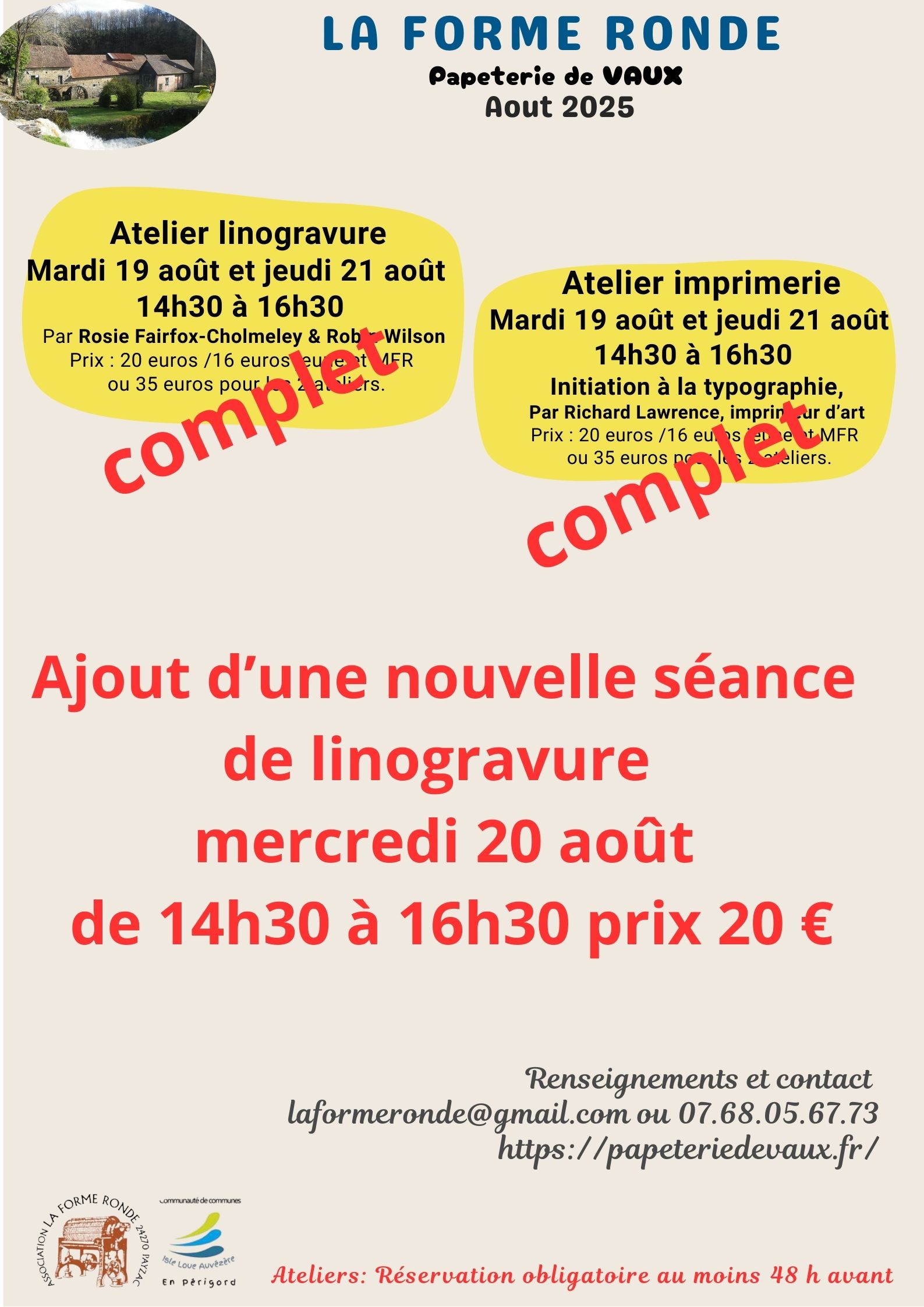 atelier linogarvure mercredi 20 aout